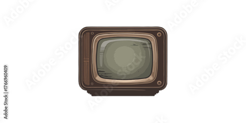 old wooden brown retro tv isolated on transparent background 