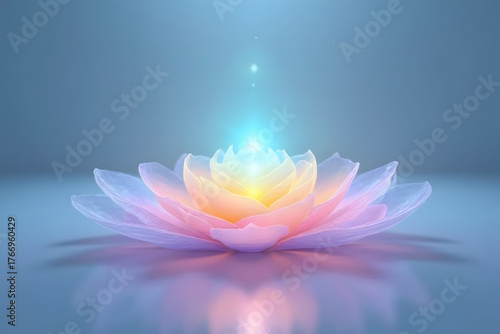 Luminous Lotus Flower - Symbol of Spiritual Awakening, Chakra Alignment, and Pranic Energy Flow - AI generated