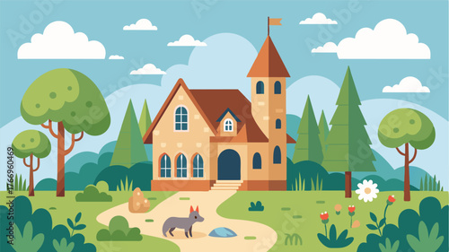 A travel blogger wrote about her countryside retreat at a peaceful manor filled with charming details and friendly animals.. Vector illustration
