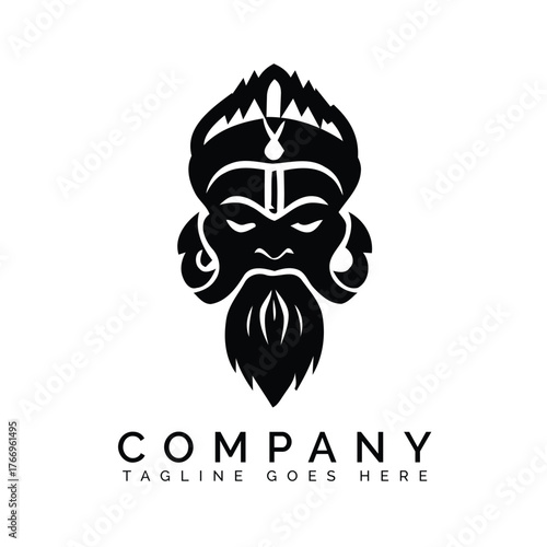 Regal bearded face crown black