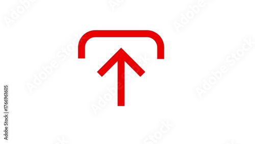 Free Download Simple red upload arrow icon with a curved bracket shape above on a white background - GFXLoad