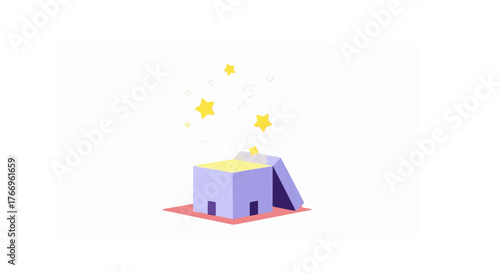A vibrant conceptual illustration depicting an open gift box emitting a magical golden glow and sparkling stars, symbolizing surprise, reward, and positive discovery