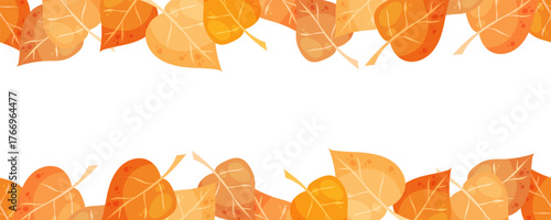 Autumn border with bright aspen leaves in orange and yellow tones perfect for banners cards posters and seasonal design