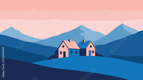 winter landscape with houses