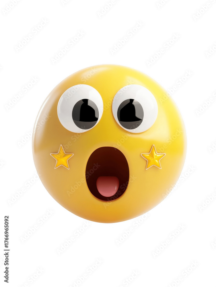 Fototapeta premium Surprised emoji with star eyes for fun reactions
