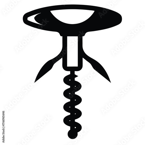 A solid black wing corkscrew tool rests alone against a white backdrop