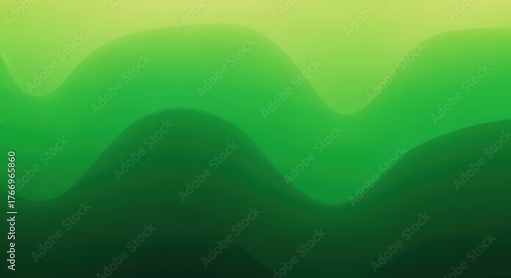 Obraz premium Abstract green waves on gradient background with smooth curves