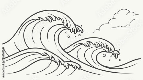 Minimalist Line-Art Wave Pattern in Charcoal on Off-White — Seamless Stationery Texture Vector