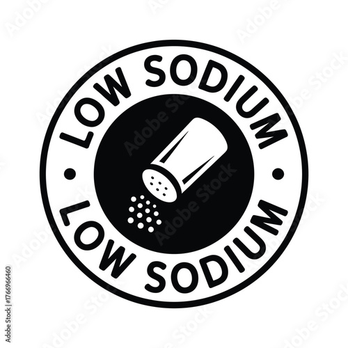 Low sodium food label icon with salt shaker