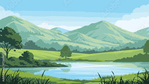 mountain landscape with lake