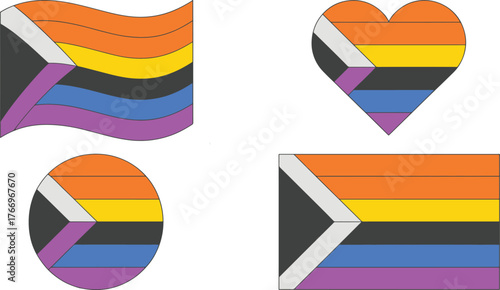 Demisexual Pride Flag Symbols Collection in Various Shapes for LGBTQIA Community Support