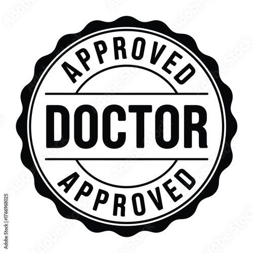 Doctor approved stamp seal of approval black and white