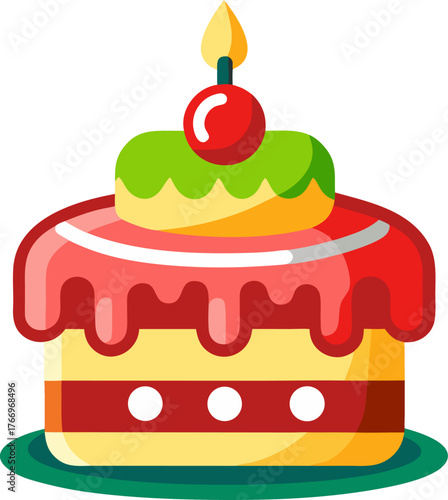 testy birthday cake, vector icon, white background