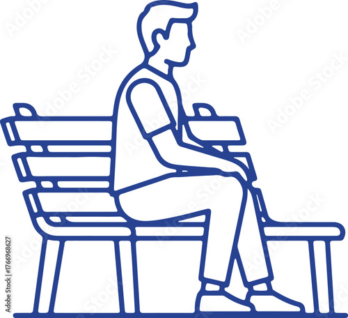 Man sitting thoughtfully on a park bench contemplating life's journey in outdoor tranquility