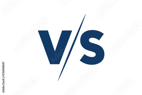 Bold blue versus symbol on white background