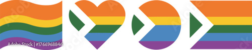 Set of Four Colorful Rainbow Flag Symbols of Love and Pride for LGBTQ Community Celebrations