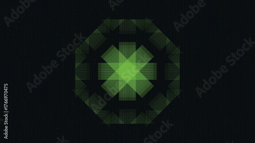 Green Light Electronic on Blue Technology Background,Ai and modern tech concept design,vector.