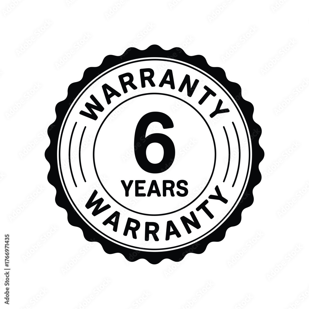 Fototapeta premium Six years warranty seal emblem