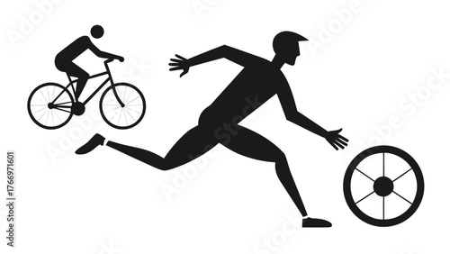Diverse sports activities silhouette collection running cycling swimming basketball and yoga poses