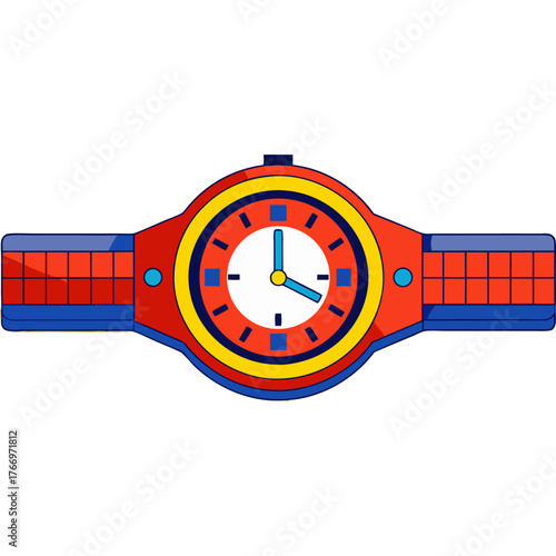 Watch set. expensive classic clock with leather and metal straps illustration