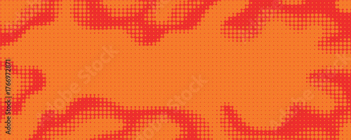 Dots halftone orange color pattern gradient texture with technology digital background. Dots pop art comics with summer background.