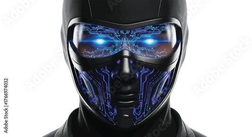 A detailed illustration of a panda wearing a traditional Japanese samurai helmet, smiling.