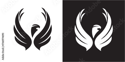 Elegant phoenix logo design rising with strength and grace, a powerful emblem for branding, finance, or security companies seeking a distinctive and memorable symbol of success