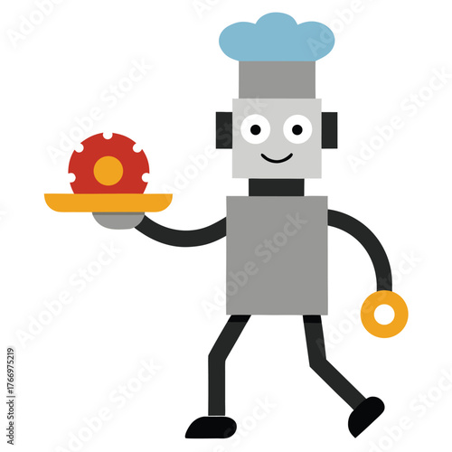 Robot chef serving food cooking