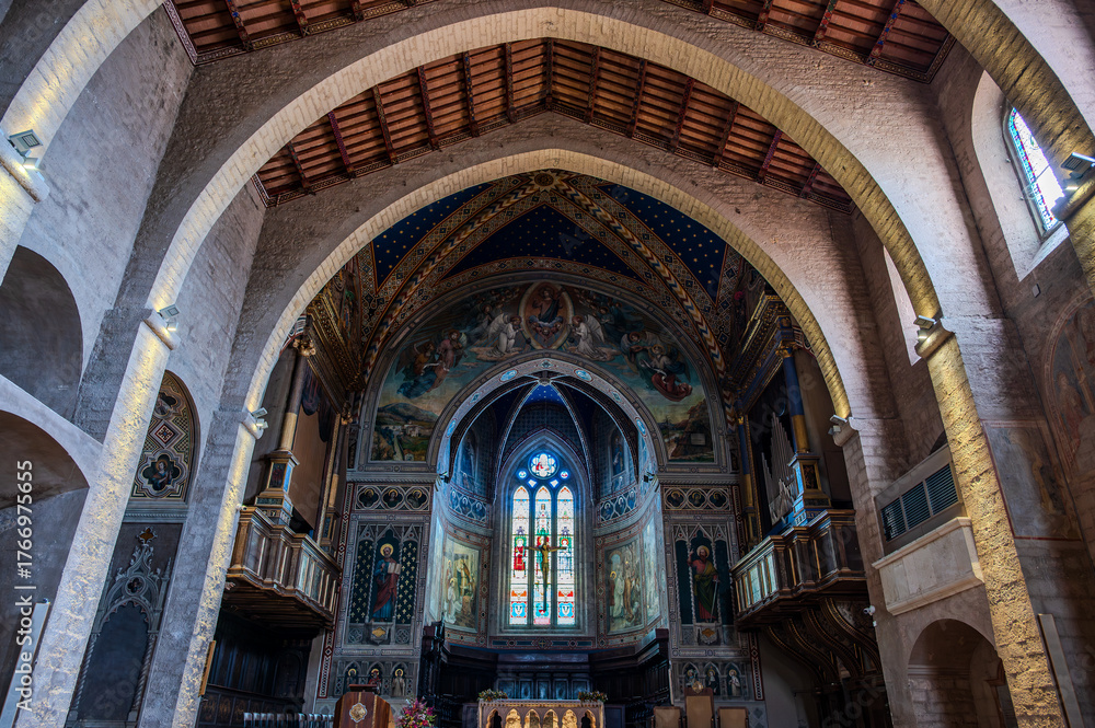 Fototapeta premium The Cathedral of Saints Mariano and Giacomo is the mother church of the Diocese of Gubbio. It is dedicated to Saints Mariano and Giacomo, martyrs of Lambaesi in Numidia.