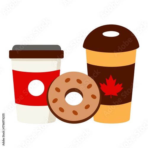 Vector of Tim hortons Donuts and coffee on white background
