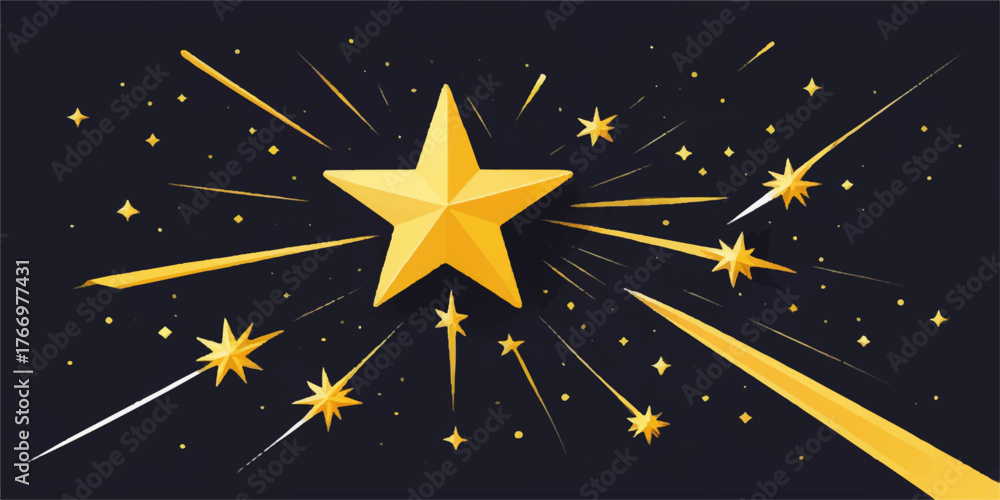 Naklejka premium Yellow stars illustration on blue night sky vector pattern for Europe's flag symbol