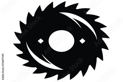 Silhouette saw blade showcases sharp teeth and sleek curves on an isolated background