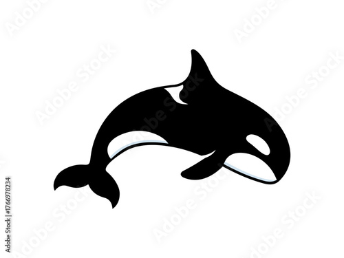 Jumping orca whale icon isolated on white background. Vector illustration