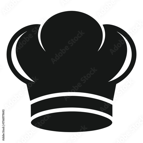 Black cook hat icon featuring classic toque shape and clean design