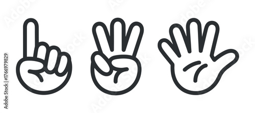Hand Counting Fingers Vector Icon One to Five Isolated on Transparent Background