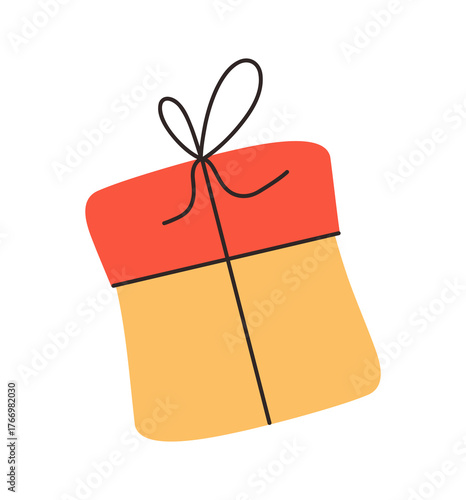 Gift box. A simple element for holiday greetings. New Year, birthday, Valentine's Day.