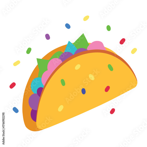Festive taco bursting with colorful fillings and confetti