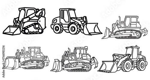Construction Equipment Line Art Collection vector loaders