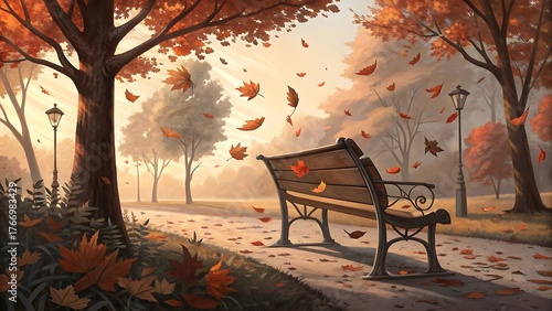 bench in autumn park