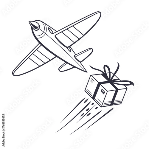 Express Airplane Shipping Delivery Package Fast Transport Airmail Service Illustration