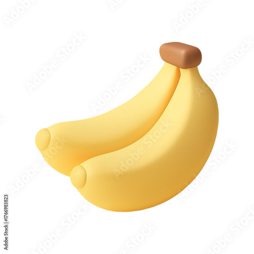 Two ripe yellow bananas isolated on transparent background