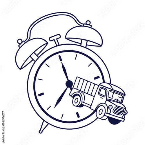 Alarm Clock Truck Urgent Delivery Timeline Transportation Shipment Schedule Service