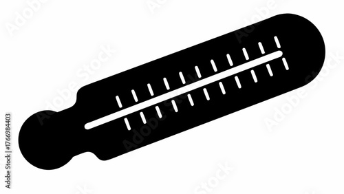 A black and white illustration of a thermometer showing temperature with visible measurement markings
