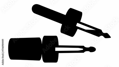 Two black dropper illustrations on a white background with a clean and minimalist design aesthetic style