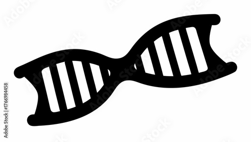 Stylized dna strand illustration with thick black outline and white interior detailing the structure