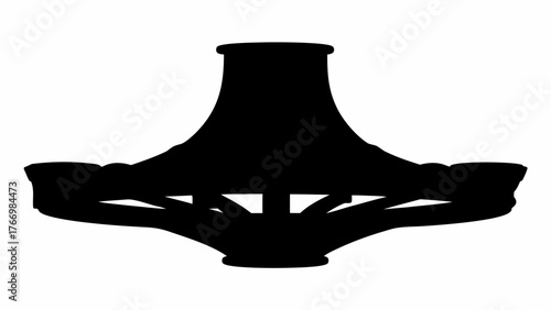 Silhouette of an ornate chandelier with multiple arms and a central light fixture design element present