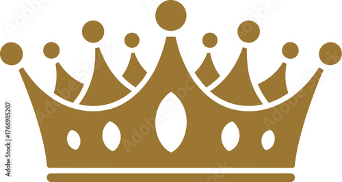 A stylized golden crown with a prominent jewel in the center.