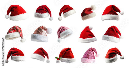 Wallpaper Mural PNG Festive Santa hats collection variety, element set on transparent background Torontodigital.ca