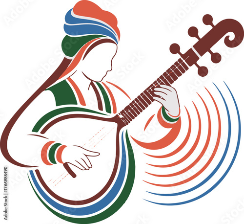 Baul Musician Playing Do-tara Vector Graphic Background