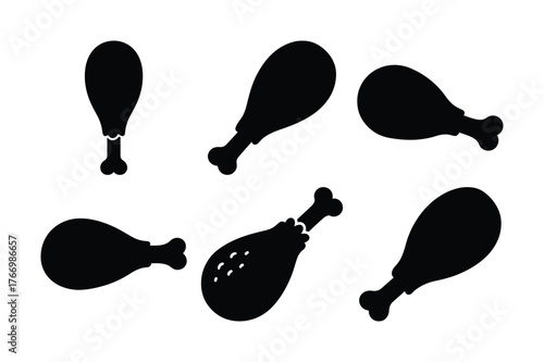 Fried chicken silhouette set for restaurant menu design